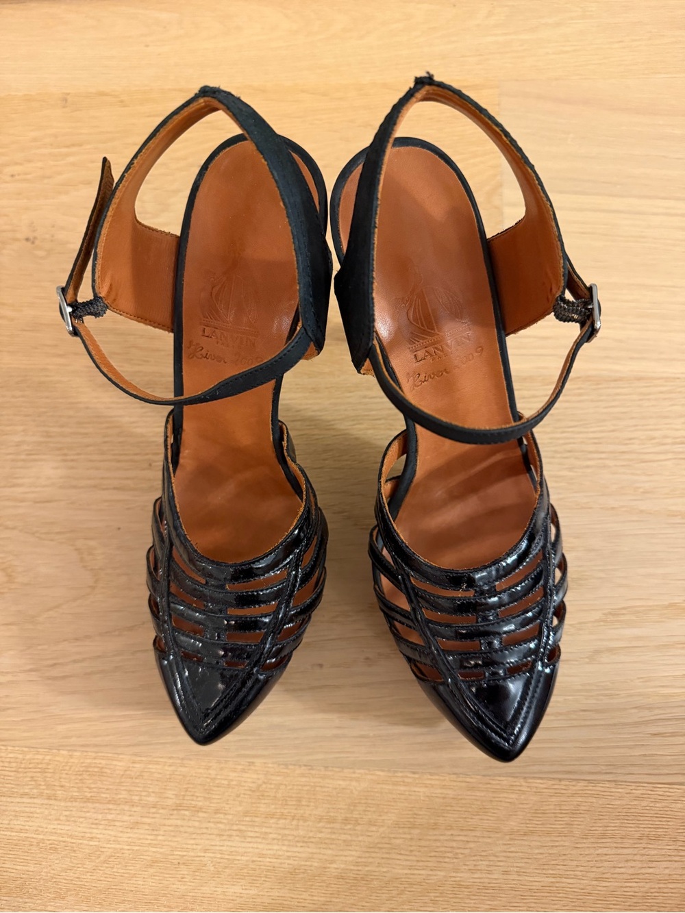 Lanvin Black Strappy Pointed-Toe Women's Heels